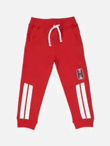 R&B Boys Red Solid Cotton Joggers