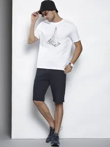 DeFacto Men Navy Blue Solid Knitted Shorts