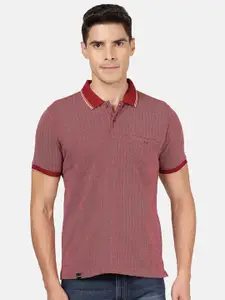 Crocodile Men Maroon & rose taupe Polo Collar Slim Fit T-shirt