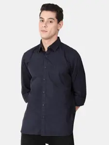 t-base Men Navy Blue Standard Casual Shirt