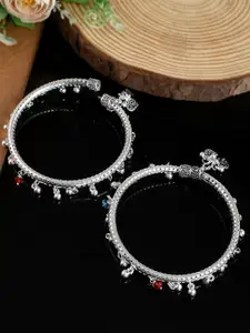 Silvermerc Designs Set Of 2 Silver-Plated Handcrafted Anklets