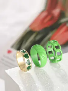 Shining Diva Fashion Set Of 3 Gold-Plated Boho Finger Rings