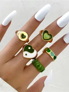 Shining Diva Fashion Set Of 5 Gold-Plated Boho Finger Ring