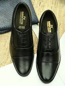 Fashion Victim Men Black Textured Formal Derbys Shoes