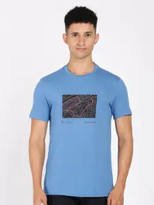 Lee Men Beige & light french beige Typography Printed Applique Slim Fit T-shirt