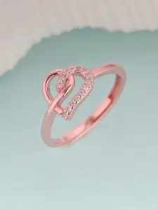 GIVA 925 Sterling Silver Rose Gold Plated Love Struck Ring