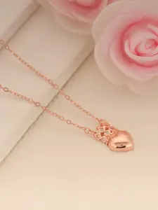 GIVA 925 Sterling Silver Rose Gold Plated Princess of Hearts Necklace