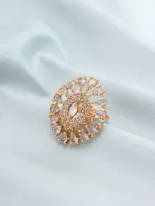 aadita Rose Gold-Plated & Stone-Studded Finger Ring