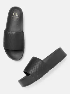 Carlton London Black Quilted Flatform Heels