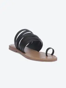 Biba Women Black Colourblocked One Toe Flats