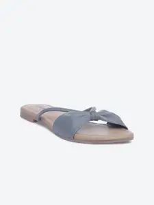 Biba Women Grey Colourblocked Open Toe Flats with Bows