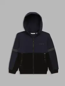 Antony Morato Boys Blue Colourblocked Hooded Sweatshirt