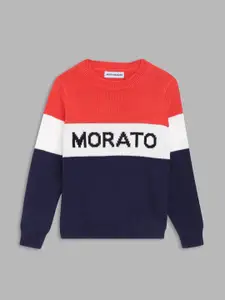 Antony Morato Boys Blue & Red Printed Cotton Sweater