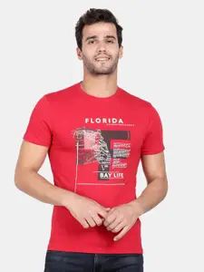 t-base Men Red Printed Applique T-shirt