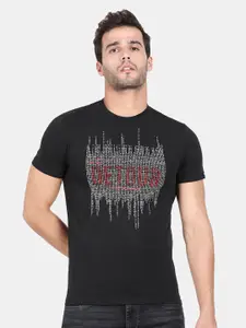 t-base Men Black & brown Typography Printed T-shirt