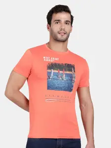 t-base Men Orange Printed T-shirt