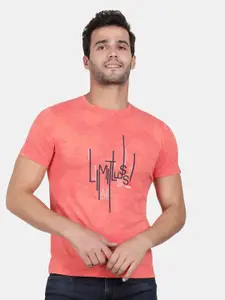 t-base Men Orange Typography Printed T-shirt