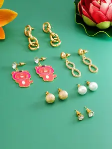 aadita Gold-Toned Geometric Studs Earrings