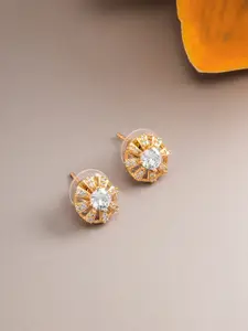 aadita Gold-Toned Geometric Studs Earrings