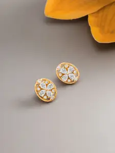 aadita Gold-Toned Geometric Studs Earrings