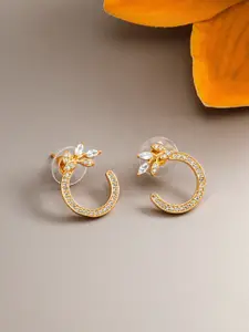 aadita Gold-Toned Geometric Half Hoop Earrings