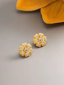 aadita Gold-Toned Geometric Studs Earrings