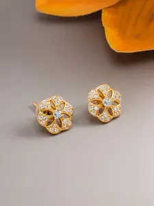 aadita Gold-Toned Geometric Studs Earrings