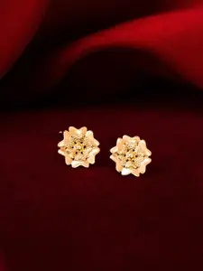 aadita Gold-Toned Geometric Studs Earrings