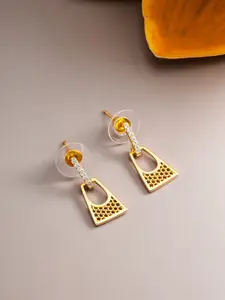 aadita Gold-Toned Geometric Drop Earrings