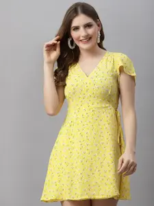 Strong And Brave Yellow Printed Odour Free Dress