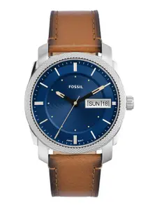 Fossil Men Blue Dial & Brown Leather Straps Analogue Watch FS5920