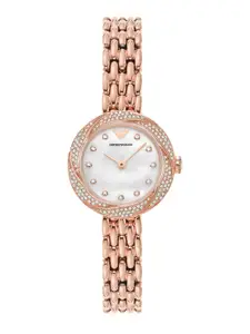 Emporio Armani Women Rosa Mother of Pearl Dial & Rose Gold-Plated Straps Analogue Watch AR11474