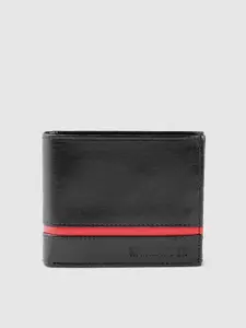 HIGHLANDER Men Black & Red Striped Two Fold Wallet