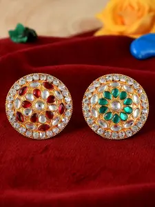Silvermerc Designs Set Of 2 Gold-Plated Kundan-Studded Finger Ring