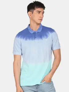 Aeropostale Men Blue Dyed Polo Collar T-shirt