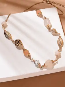 ToniQ Gold-Toned & Orange Gold-Plated Handcrafted Necklace