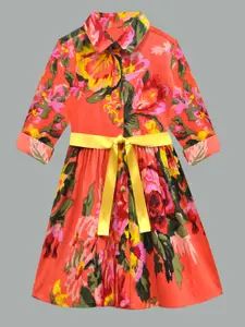 A.T.U.N. A T U N Peach-Coloured Floral Dress