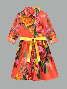 A.T.U.N. A T U N Peach-Coloured Floral Dress