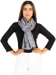 AQVA Women Grey & Blue Printed Scarf