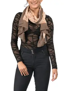 AQVA Women Brown & Off White Printed Scarf