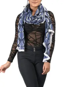 AQVA Women Navy Blue & White Printed Scarf