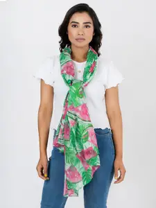 AQVA Women Green & Pink Printed Scarf