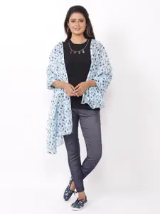 AQVA Women Blue & Off White Printed Scarf