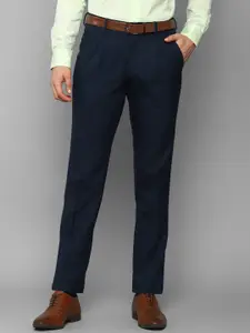 Louis Philippe Men Navy Blue Pleated Trousers