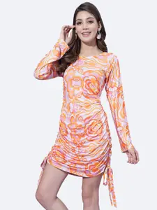 Selvia Orange & cradle pink Scuba Shirt Dress
