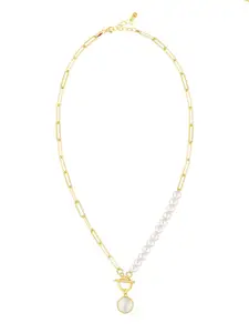 GIVA 925 Sterling Silver Gold-Toned & White Sterling Silver Gold-Plated Necklace