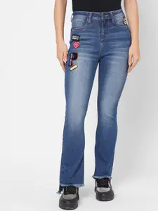 Pepe Jeans Women Blue Straight Fit High-Rise Low Distress Heavy Fade Jeans