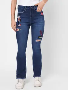 Pepe Jeans Women Blue Straight Fit High-Rise Low Distress Heavy Fade Jeans