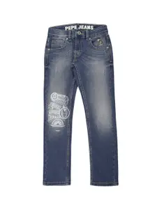 Pepe Jeans Boys Slim Fit Mildly Distressed Heavy Fade Jeans