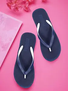 aadi Women Blue & White Rubber Slip-On